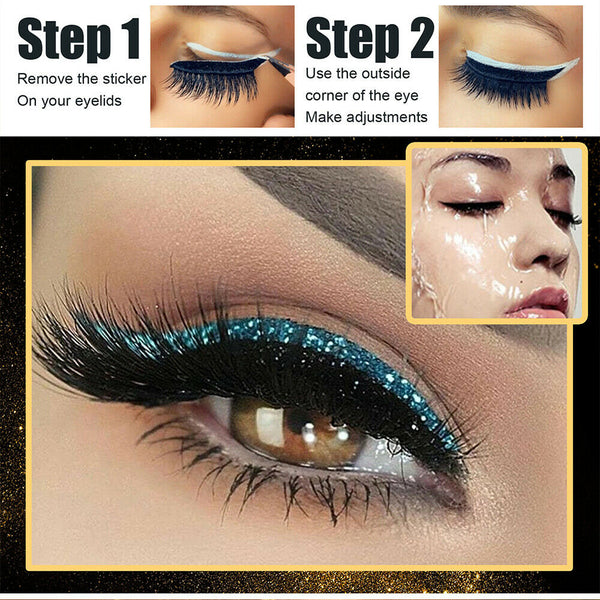 Reusable Eyeliner and Eyelash Stickers False Eyelashes Sequin Eye Shadow