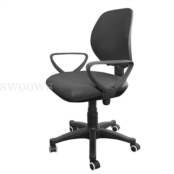 Set Spandex Stretch Computer Chair Cover Home Office Chairs Seat Case (Black)