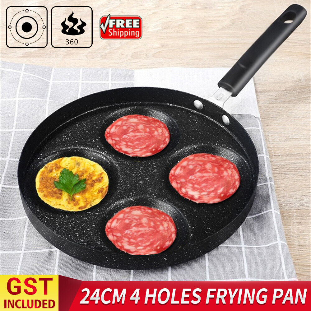 4 Holes Korean Frying Pan Carote Non-stick Round Fry Egg Pancake Pan Giftbox