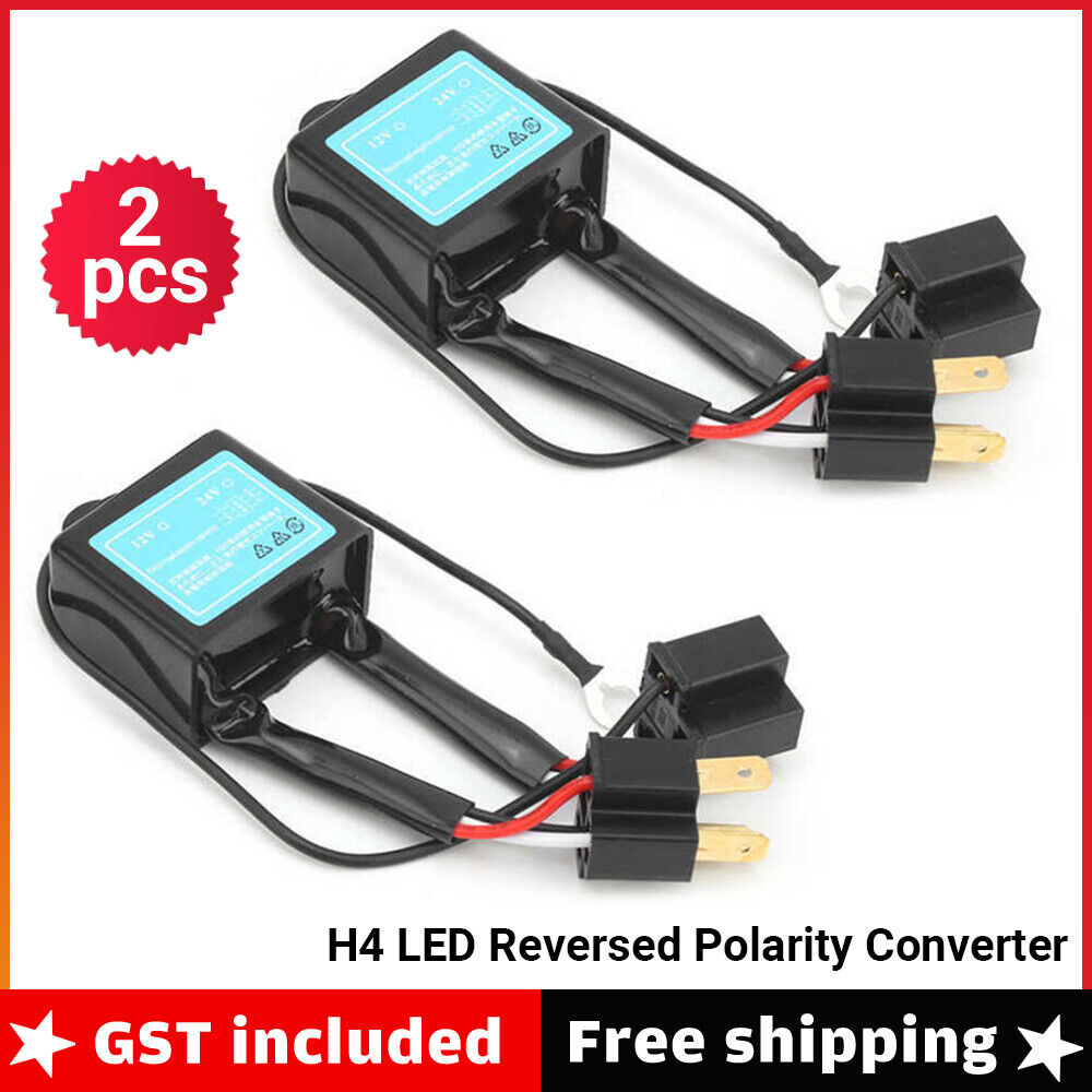 2Pcs H4 LED Reversed Polarity Converter Positive Negative Switch Harness Adapter