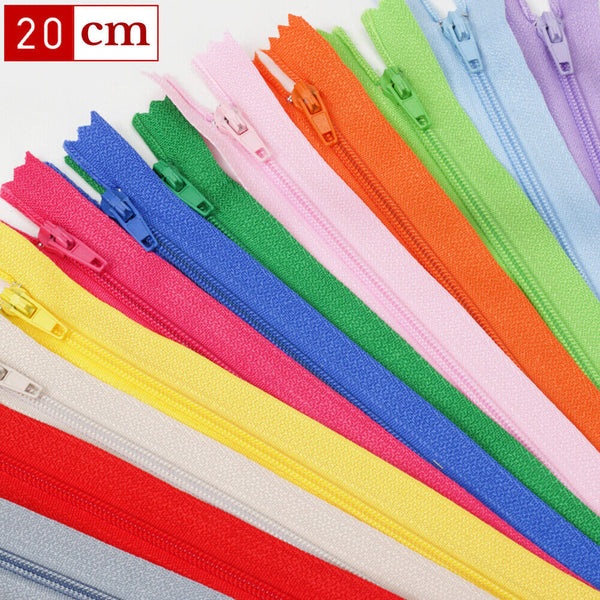 20pcs Colorful Closed End Nylon Zippers Tailor Sewer DIY Craft Sewing Tools 20cm