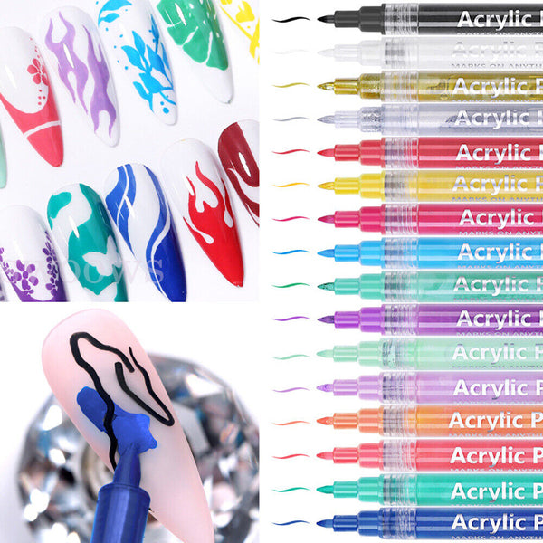 10x Nail Art Graffiti Pens Waterproof Drawing Painting Liner Brush Manicure