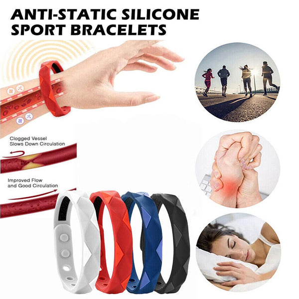 1/2/3 Far Infrared Negative Ions Wristband Anti-Static Silicone Sport Bracelets