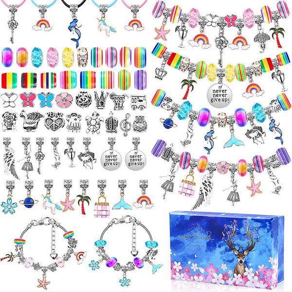 Beads Jewellery Charms Pendant Set DIY Craft Girls Kids Gift Bracelet Making Kit