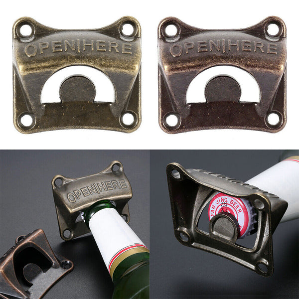 Metal Wall Mounted Bottle Opener Beer Cider Sparkling Crown Cap Barware