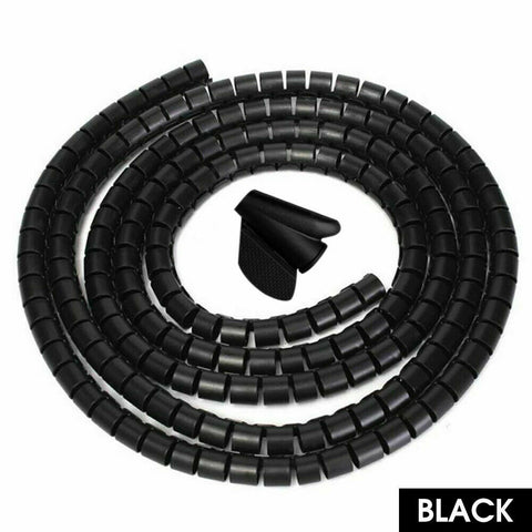 10/ 28mm Spiral Cable Tidy Wrap Management Storage Organizer 2M for TV Computer
