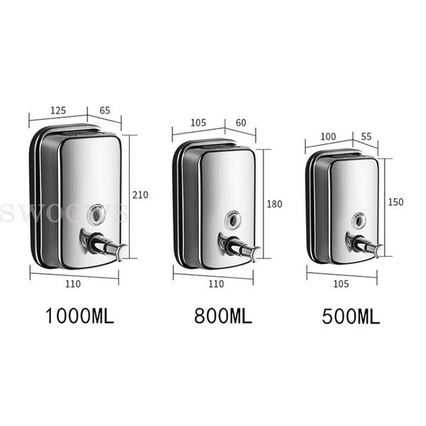 STAINLESS STEEL COMMERCIAL GRADE POLISHED LOTION SOAP DISPENSER 500/800/1000ML