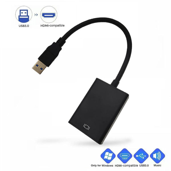 USB 3.0 to HDMI Converter Display Cable Graphic Adapter 1080P HD For Laptop PC