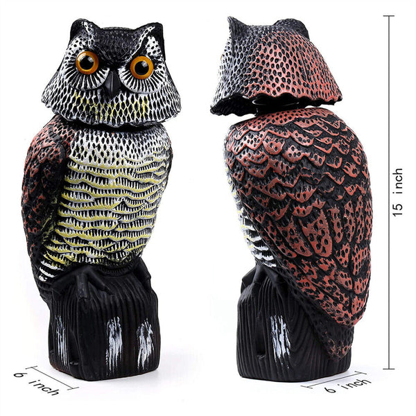 Bird Deterrent Realistic Owl Decoy Pigeon Crows Scarer Scarecrow Repeller Patio