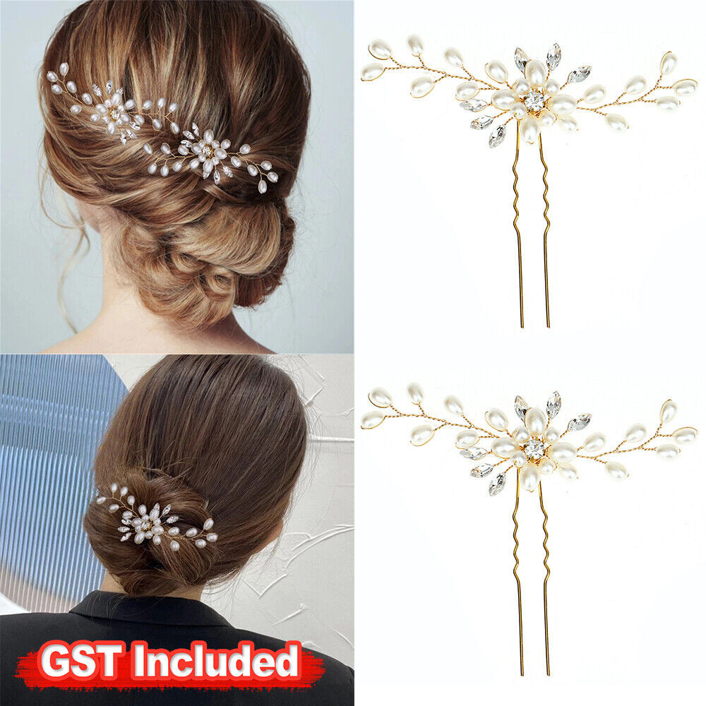 5/10 Bridal Hair Pins Rhinestone Pearl Diamante Flower Slide Clips Grips Wedding