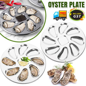 Stainless Steel Grill Pan Oyster Plate Seafood Tray Platter Mussel Dish Kitchen