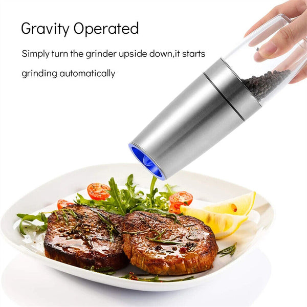 Salt Pepper Mill Grinder Automatic Battery-Operated LED Shakers Gravity Electric