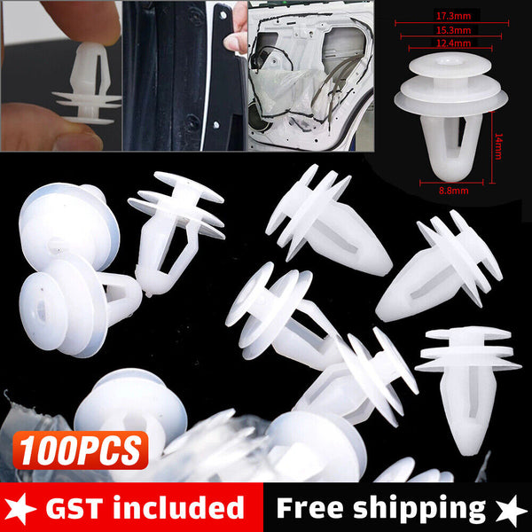 100pcs Door Panel Retainer Interior Door Card Trim Clip Fastener Stem Dia 9mm