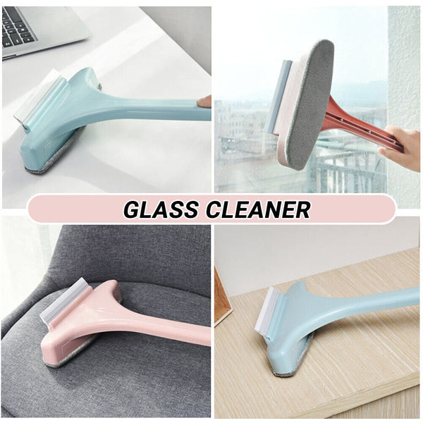 2 In 1 Glass Window Wiper Cleaner Squeegee Mesh Screen Mirror Home Car Brush Set