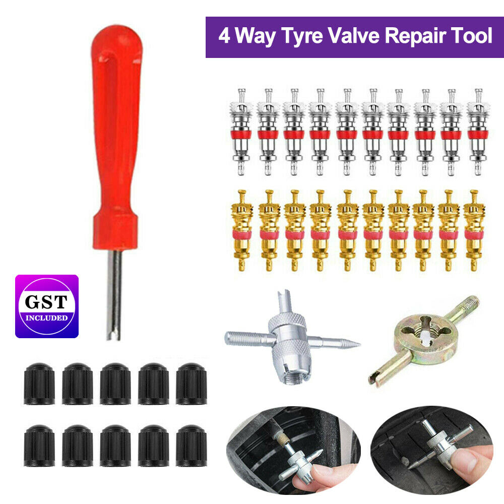 4WD Caps Cores wrench 4 Way Tyre Valve Repair Tool stem remover Cars Trucks