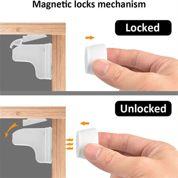 Child Safety Locks Baby Magnet Lock No Drill For Kitchen Cabinet Drawer Cupboard