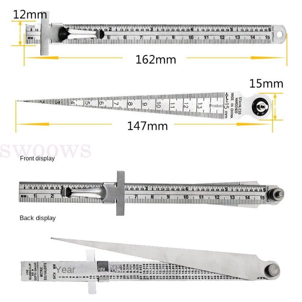 Steel Measuring Tool Taper Welding Gauge GapGauge Depth Ruler Tapered ...