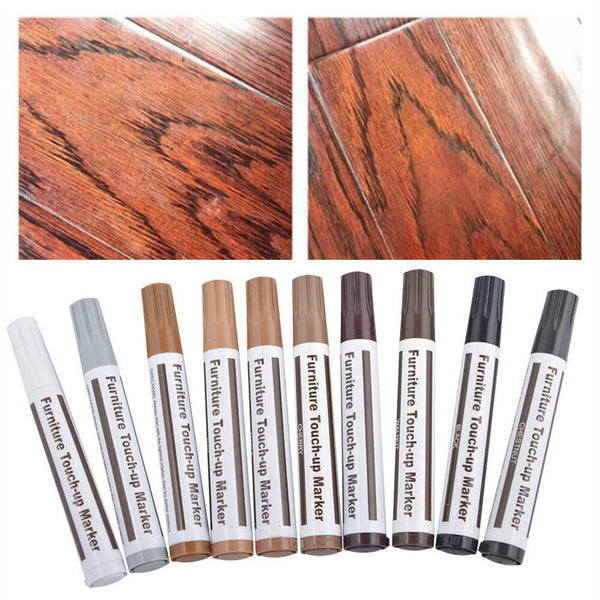 10Color Scratch Wood Furniture Timber Repair Pen Touch Up Marker + 10 Fill Stick
