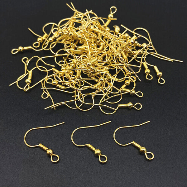 100/200PCS Sterling Silver Hooks Hypoallergenic Ear Wires DIY Earrings Jewelry