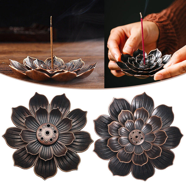 Incense Stick Holder Lotus Round Plate Buddhism Insense Ash Catchers 2/3 Layers