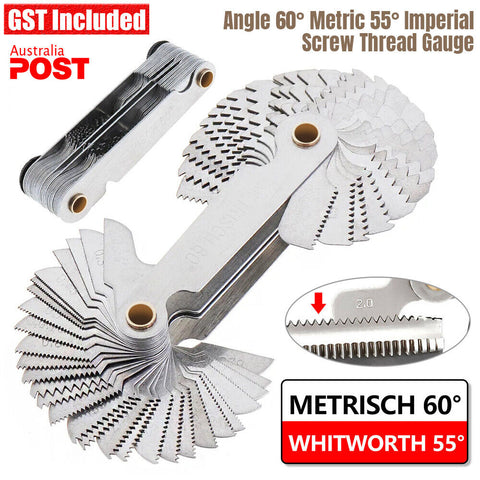 52 Blades Screw Thread Gauge Angle 60° Metric 55° Imperial Tap Pitch Inspection