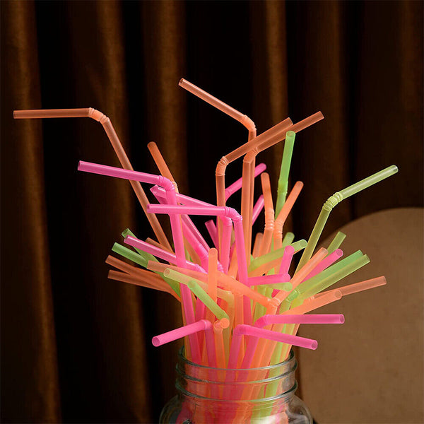 UP1000Straw BPA-Free Bendable Disposable Drinking Plastic Party Straw Multicolor