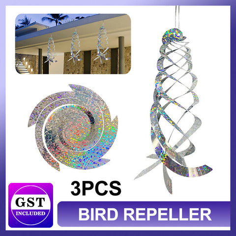 Rotating Reflective Rod Bird Repeller Bird Spiral Reflectors Scare Tool AU Stock