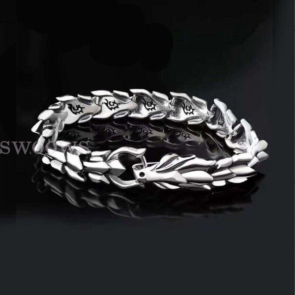 Viking Dragon Link Chain Bracelet Cool Stainless Steel Ouroboros Bangle Gift Men