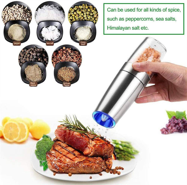 Salt Pepper Mill Grinder Automatic Battery-Operated LED Shakers Gravity Electric