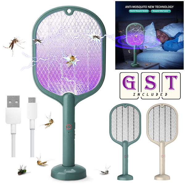 1/2Mosquito Insect Killer Bug Zapper Electric USB Rechargeable Racket FlySwatter