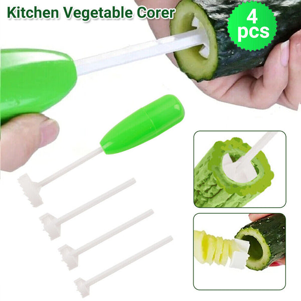 4PCS Kitchen Vegetable Corer Spiral Cutter Digging Device Fruits Hole Digger