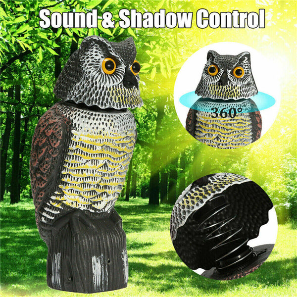 Bird Deterrent Realistic Owl Decoy Pigeon Crows Scarer Scarecrow Repeller Patio