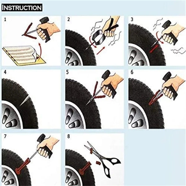 40x Tubeless Tyre Tire Puncture Repair-Kit Strips Plug String Bike Car Van Truck