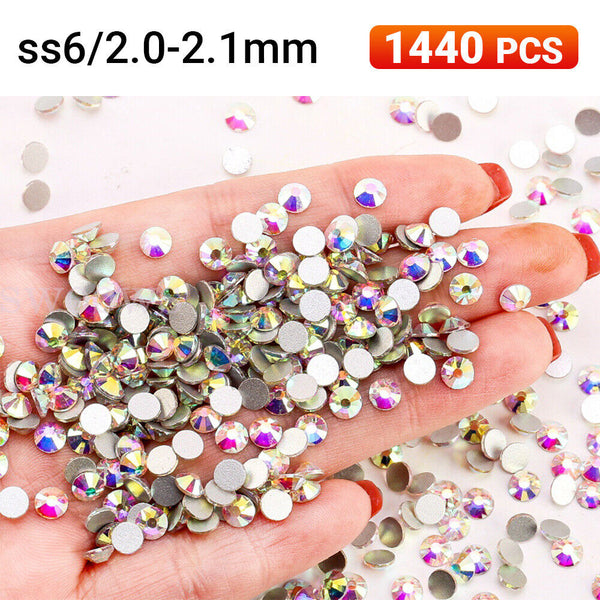 1440PCS ACRYLIC CRYSTAL FLAT BACK RHINESTONES NON-HOTFIX ASSORTED NAIL ART CRAFT