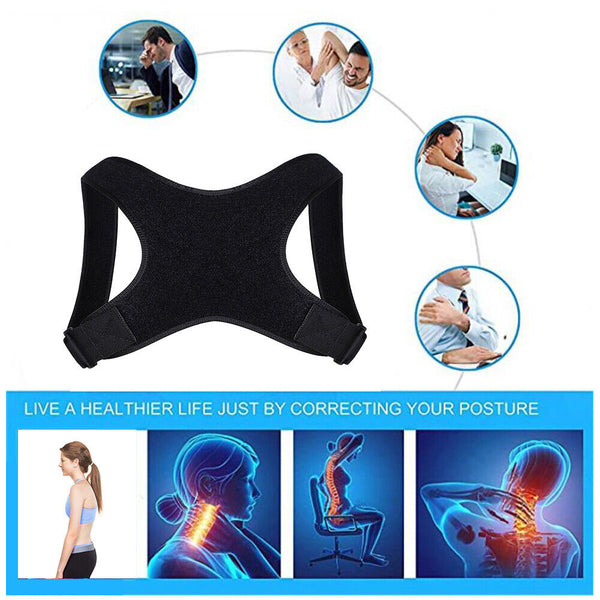 1/2Posture Corrector Adjustable Back Shoulder Belt Support Body Brace BackUnisex