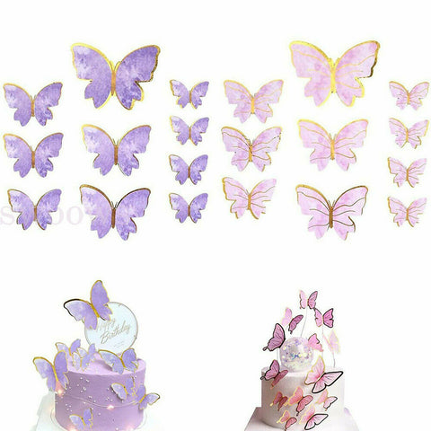 10~50X  Butterfly Paper Topper Cake Happy Birthday Theme Festival Decoration DIY