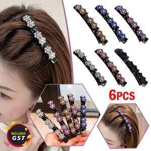 Sparkling Crystal Stone Braided Hair Clips Double Bang Hair Clip Accessories