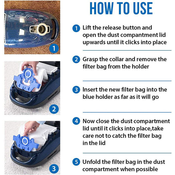 1-12x Vacuum Cleaner Bags For Miele 3D GN COMPLETE C2 C3 S2 S5 S8 S5211 Models