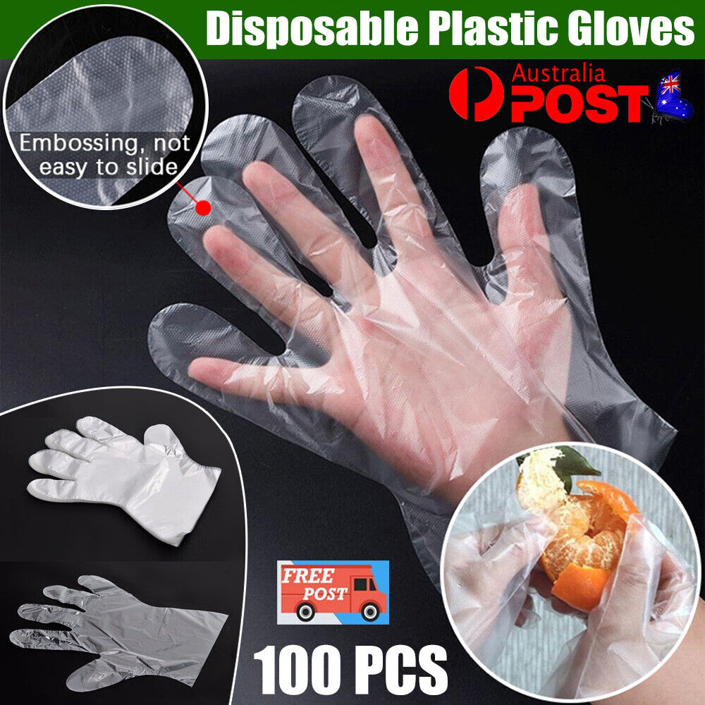 100/200pcs Disposable Plastic Gloves Transparent Food Handling Hygienic Catering