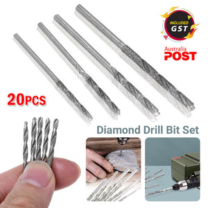 20pcs Diamond Drill Bit Set 4 Sizes 1mm 1.5mm 2mm 2.5mm Twist Tip Jewelry