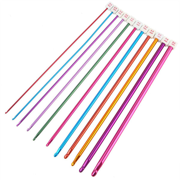 11Pcs Long Tunisian Afghan Crochet Hook Aluminum Knitting Needles Tool 2mm-8mm