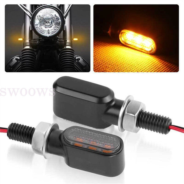 4X Mini Amber Motorcycle LED Indicators Turn Signal Lamp Universal Dirt Bike 12V