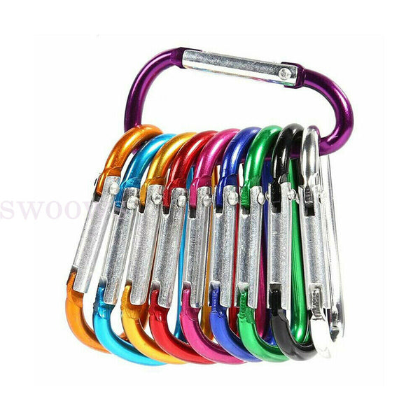 UP 100pcs Aluminum Carabiner Snap Hook D-Ring Clip Key chain Clips Clasp Hiking