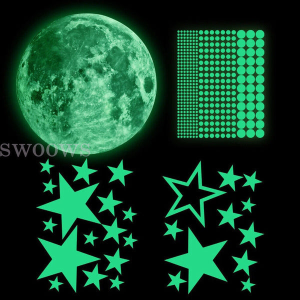 435 Wall Stickers Luminous Stars Moon Planet Glow In The Dark Nursery Kids Room