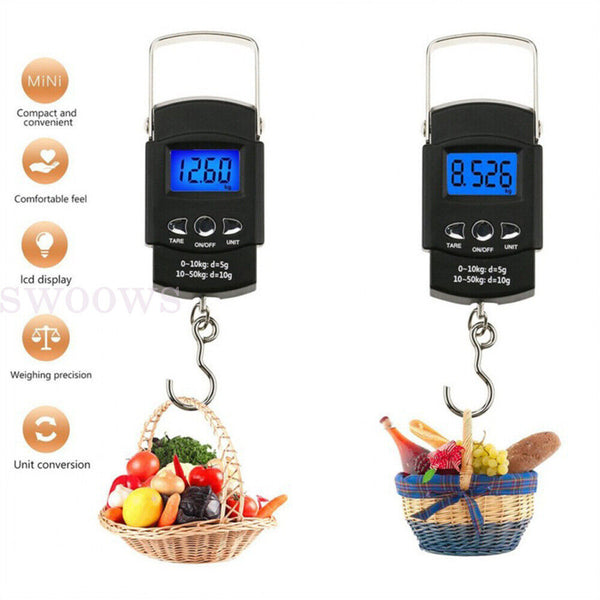 50KG LCD Digital Travel Fishing Luggage Hanging Electronic Hook Weighing Scale