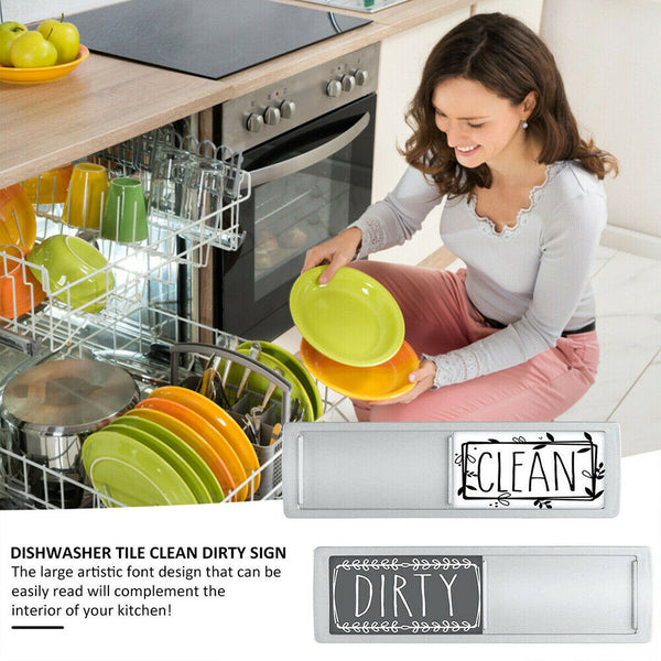 Clean Dirty Dishwasher Magnet Indicator Sign Non-Scratch Simple Sliding Kitchen