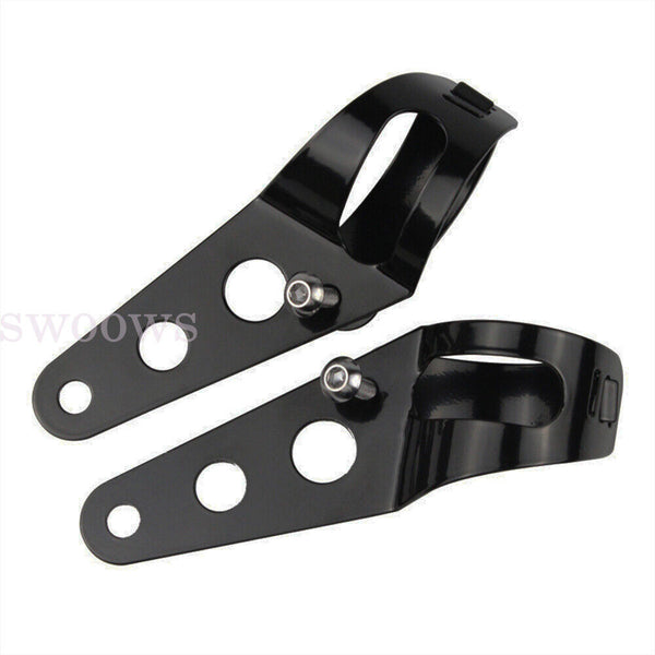 1 Pair Black New Headlight Bracket Mount Clamp Black Steel 39mm-51mm  fork