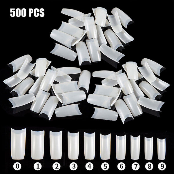 500 Pcs Fake French Nail Tips White Clear Stiletto False Gel Pointy Art Acrylic