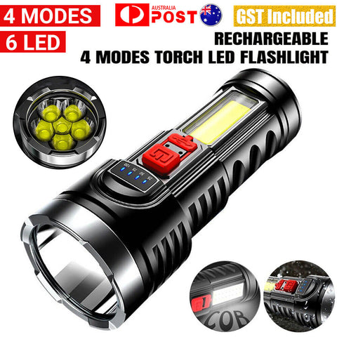 12000000LM LED Flashlight Super Bright Torch Camp Lamp 4 Modes USB Rechargeable