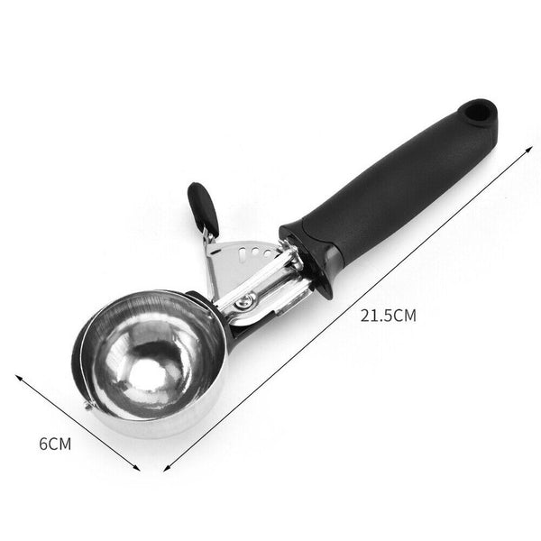 1/2PCS Stainless Steel Icecream Ice Cream Scoop Cookie Dough Mash Spoon Trigger